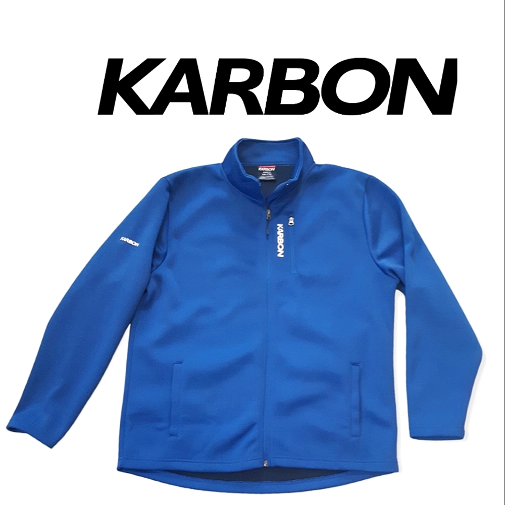 Karbon blue heavy knit zip up warm spring pocketed jacket mens XXL